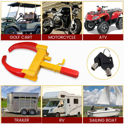 Anti Theft Security Car Wheel Lock Clamp Anti-Theft Towing Parking Boot Tire Claw Adjustable with Two Keys, RED & Yellow