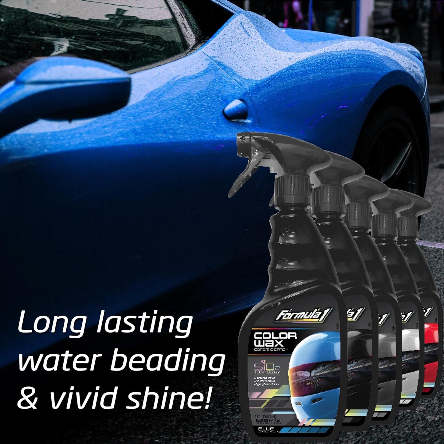 Formula 1 Ceramic Color Spray Wax for Blue Cars – 680 ml | Enhances Shine & Paint Protection