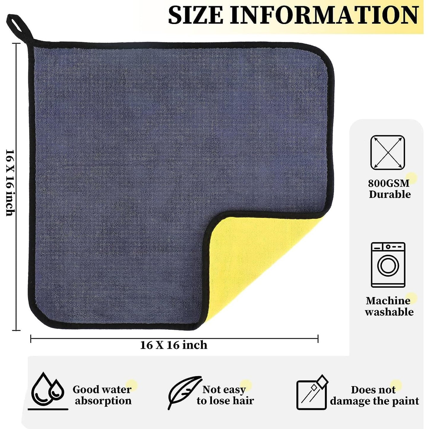 NH ONE Microfiber Cloth 40x40 cm 800 GSM Thick Lint & Streak-Free Multipurpose Cloths Automotive Microfiber Towels for Car Bike Cleaning Washing (Pack of 1 800 GSM)