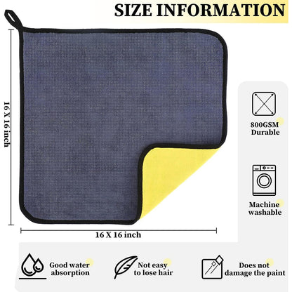 NH ONE Microfiber Cloth 40x40 cm 800 GSM Thick Lint & Streak-Free Multipurpose Cloths Automotive Microfiber Towels for Car Bike Cleaning Washing (Pack of 1 800 GSM)
