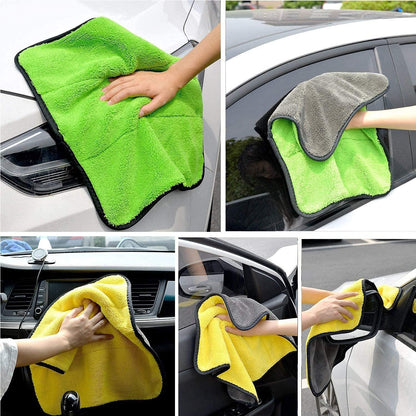 NH ONE Heavy Microfiber Cloth (800 GSM) For Car Cleaning And Detailing, Double Sided, Extra Thick Plush Microfiber Towel Lint-Free | Pack Of 3 | Color: Mix | Multi Color