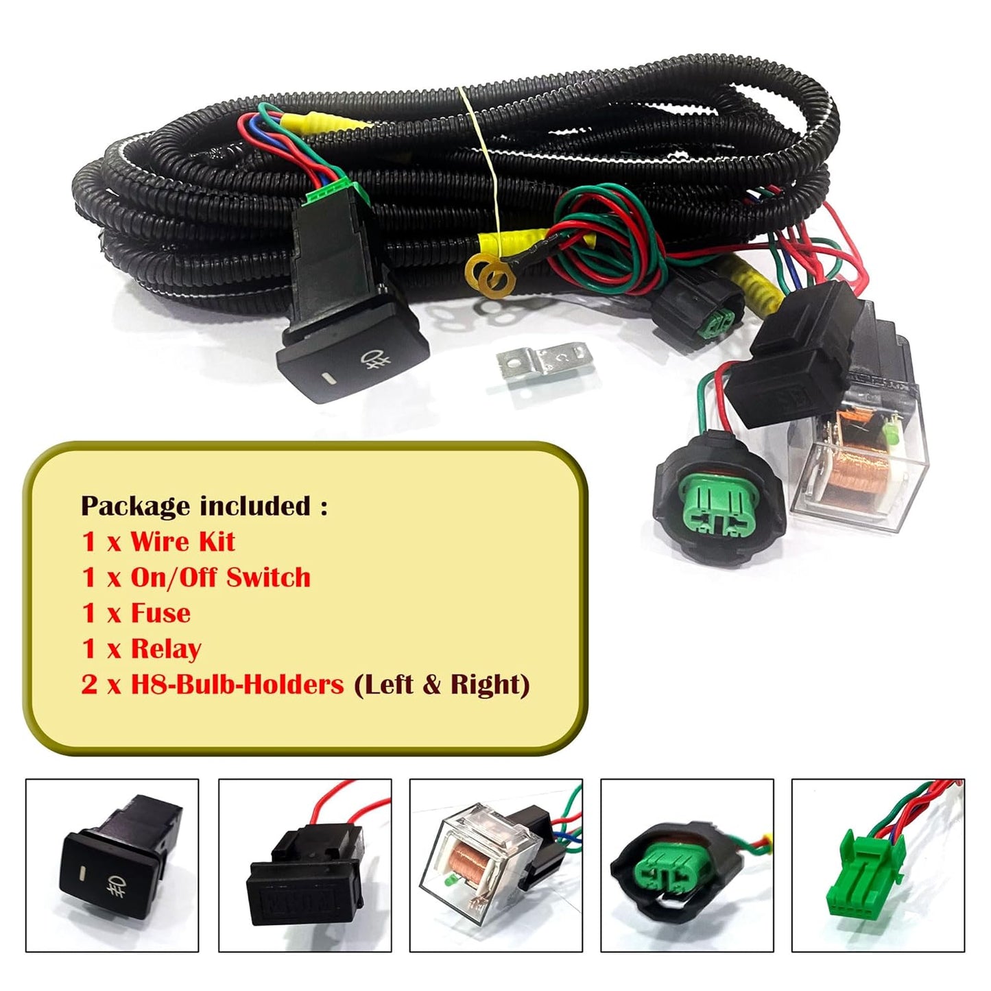 Foglight Harness LED Indicator Harness Wiring Socket Switch Kit 12V/40A Relay
