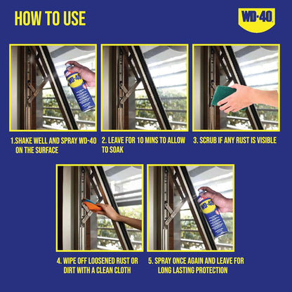 WD-40, Multipurpose Spray, Cleans Bike Chains, Squeak Noise Remover, Stain Remover, and Cleaning Agent, 170g