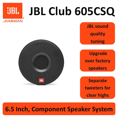 JBL Club 605CSQ 2-Way Car Component Speaker System | 285W Peak | 95W RMS | Carbon Fiber Woofer | Silk Dome Tweeter