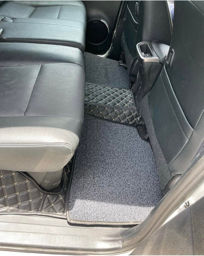 Faux Leather, Nylon 7D Car Floor Mats Compatible with Mahindra XUV 3XO 2024 Onwards, (Black with beige stitch)