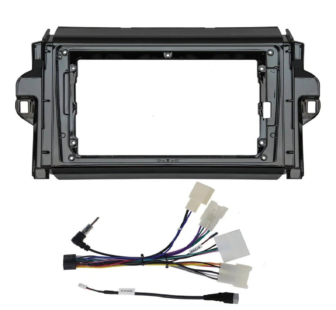 9-inch Android Stereo Frame for Toyota Fortuner Vigo 2015-2019 and Toyota Auris with matching wiring harness.