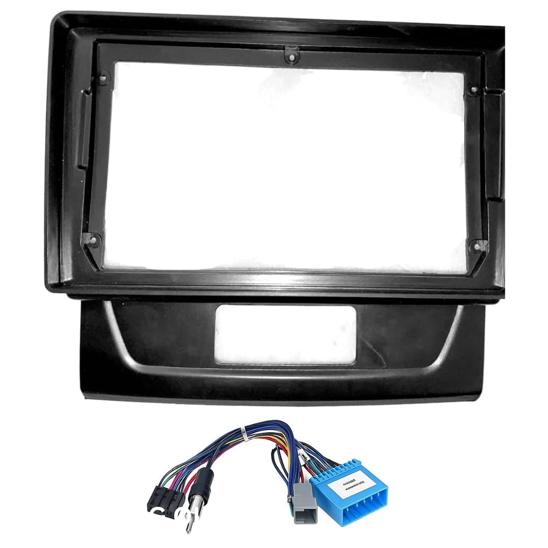 9-inch Android head unit fascia frame for Maruti Alto K10 2022-2025 models featuring a scratch-resistant finish and matching power cable connector.