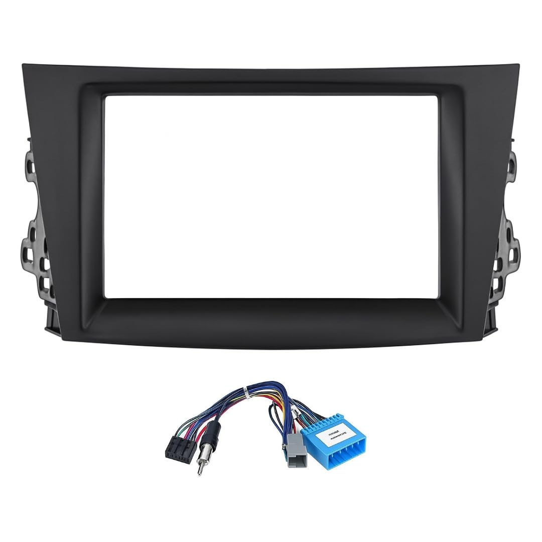 9-inch Android head unit fascia frame for Maruti Ertiga 2012-2018 models featuring a scratch-resistant finish and included power cable connector.