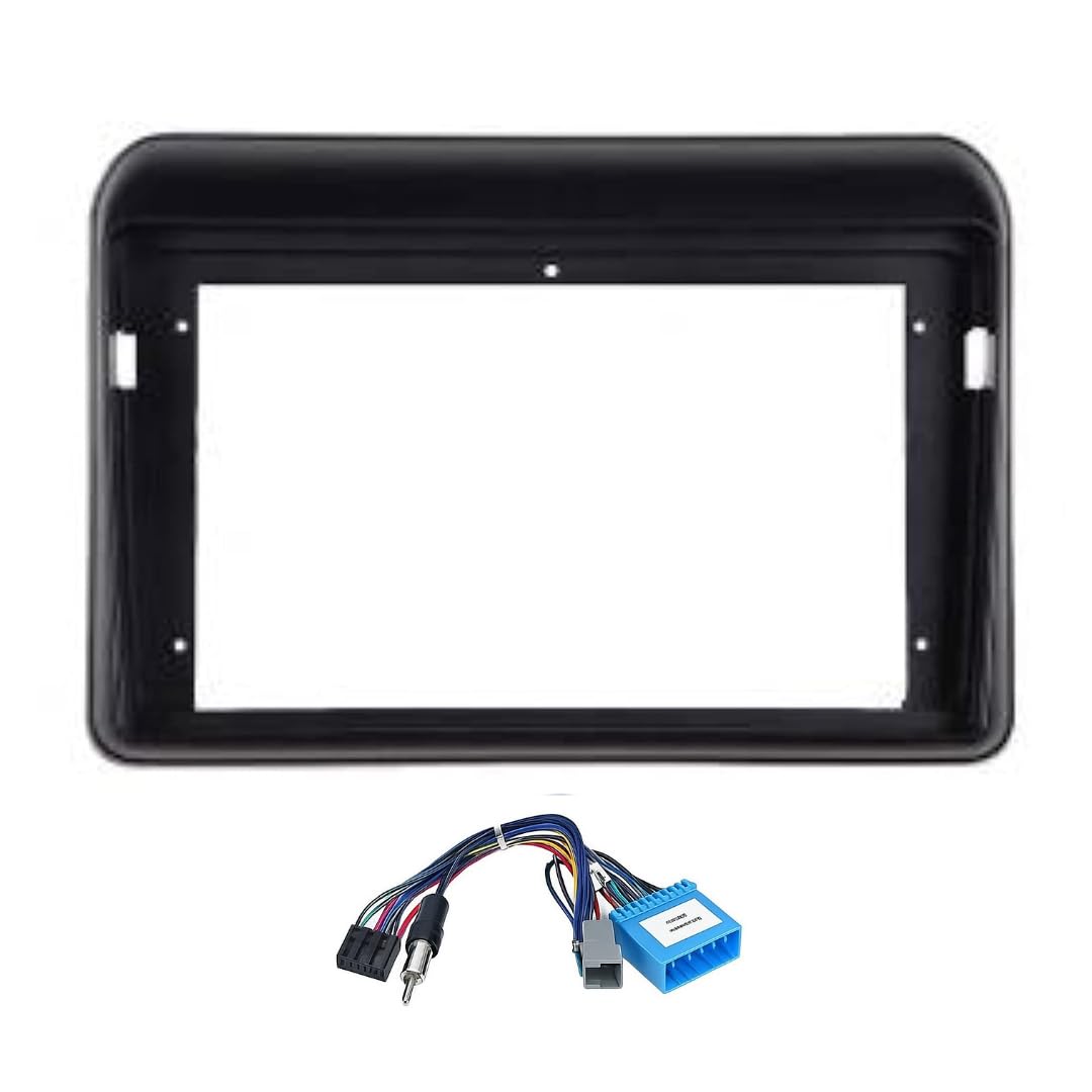 9-inch Android head unit fascia frame for Maruti Ertiga 2018-2025 models featuring a scratch-resistant finish and included power cable connector.