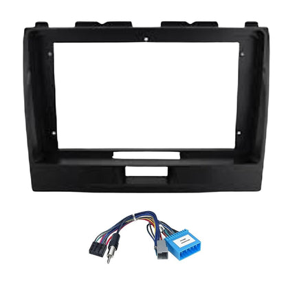 9-inch Android head unit fascia frame for Maruti Wagon R 2010-2018 models featuring a scratch-resistant finish and matching power cable connector.