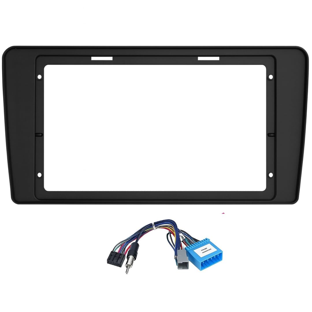 9-inch Android head unit fascia frame for Maruti Wagon R 2019 model featuring a scratch-resistant finish and matching power cable connector.