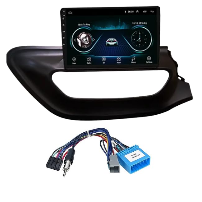 9-inch Android head unit fascia frame for Tata Altroz Base and Mid models featuring a scratch-resistant finish and included power cable connector.