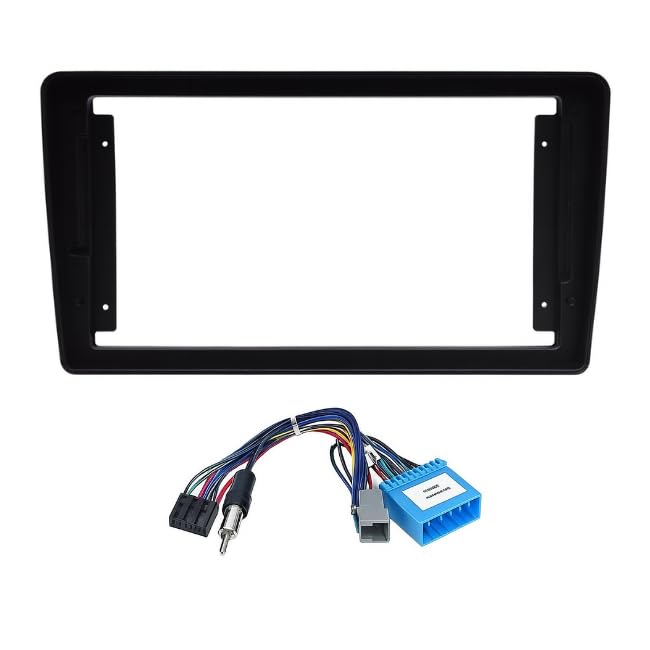 9-inch Android stereo fascia frame for Mahindra XUV 500 with a scratch-resistant finish and matching OEM-style power cable connector.