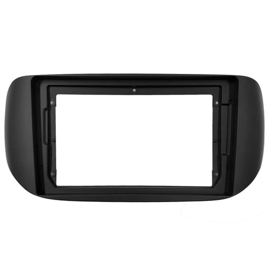 9-inch Android stereo fascia frame for Tata Hexa 2017-2019 base model featuring scratch-resistant ABS and matching power cable connector.