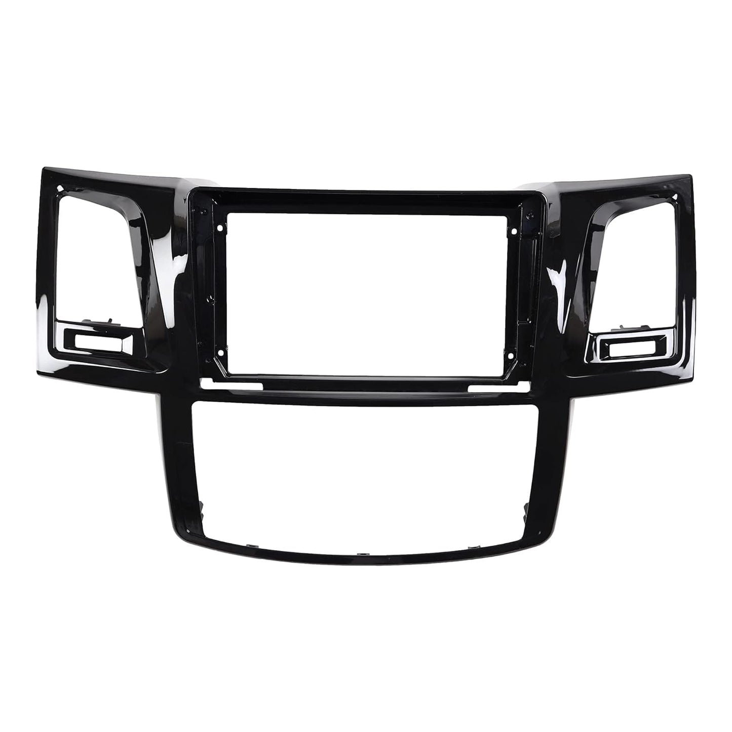 9-inch Black Android Stereo Frame for Toyota Fortuner 2008-2015 with Premium ABS and Plug-and-Play Wiring.