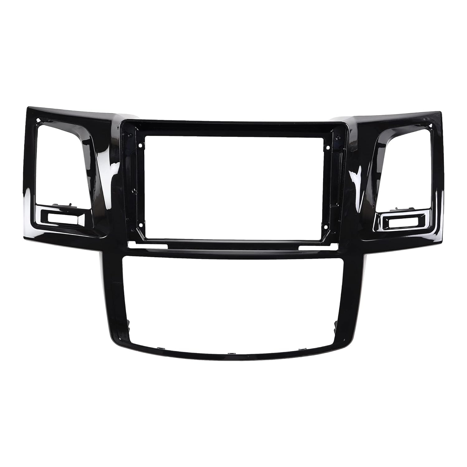 9-inch Black Android Stereo Frame for Toyota Fortuner 2008-2015 with Premium ABS and Plug-and-Play Wiring.