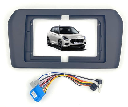 9 inch Matte Black Android stereo frame for New Maruti Suzuki Swift 2024 with plug and play power cable connector