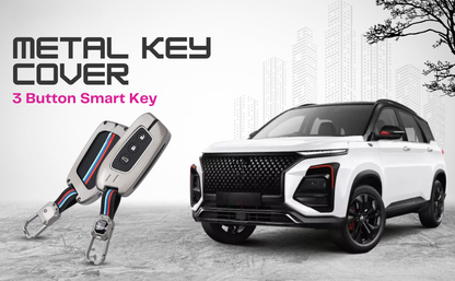 Metal Car Key Cover Compatible for MG Hector | Windsor EV 3 Button Smart Key