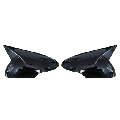 Batman style black mirror caps cover installed on Mahindra XUV 3XO 2024 onwards adding sporty look and protecting side mirror housing