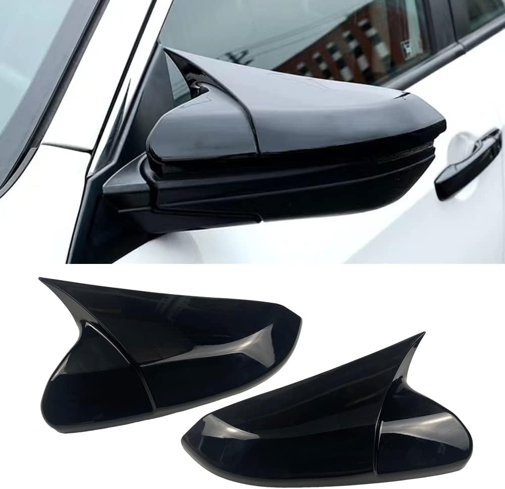 Batman style gloss black mirror covers set of 2 compatible with Volkswagen Polo 2015 onwards Vento and Ameo enhancing sporty look and protecting side mirrors
