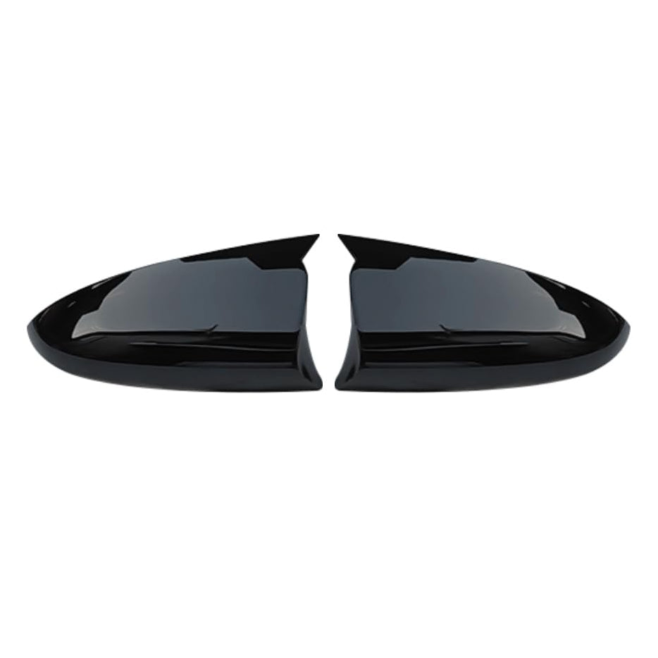 Batman style gloss black mirror covers set of 2 installed on Hyundai i20 2022 onwards enhancing sporty appearance and protecting side mirrors
