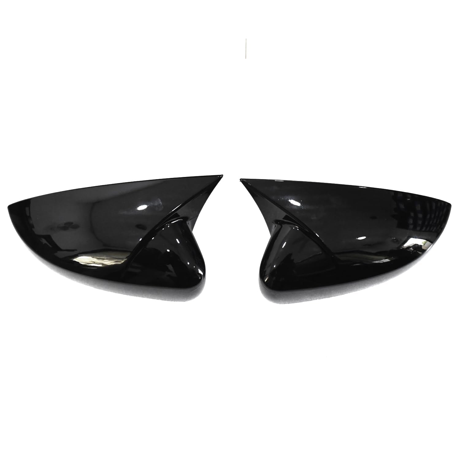 Batman style glossy black side mirror covers installed on Hyundai i20 Elite 2015-2019 enhancing sporty look and protecting mirror housing