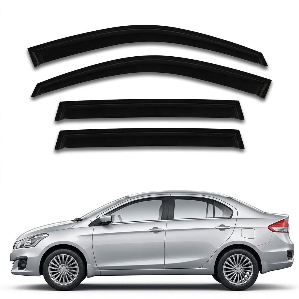 Galio Black Door Visor for Maruti Suzuki Ciaz 1st Gen 2014 to 2018 and 1st Gen FL 2018 to 2025 | Set of 4 | Black | Made in India