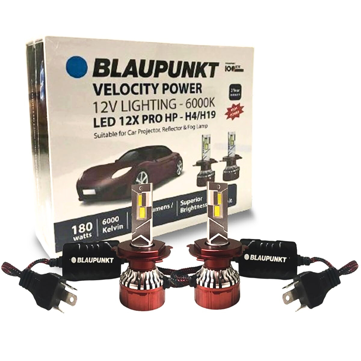 Blaupunkt Car LED 12X Pro HP Headlight | H4 / H19 | 180W | 6000K | 6500 Lumens | Velocity Power | 2-Year Warranty