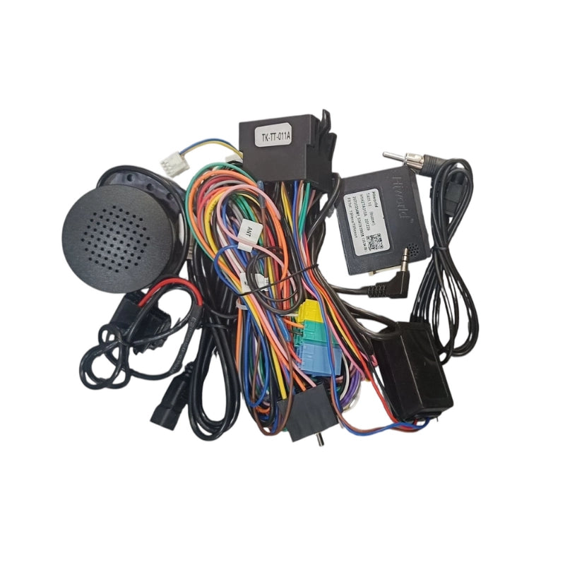 CANBUS wiring harness for Tata Nexon 2025 Android stereo plug and play system retaining OEM camera microphone USB parking sensors door info and buzzer functionality