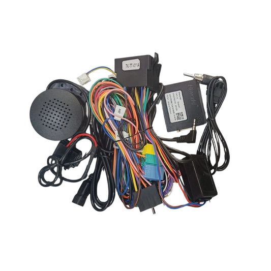 CANBUS wiring harness for Tata Nexon 2025 Android stereo plug and play system retaining OEM camera microphone USB parking sensors door info and buzzer functionality
