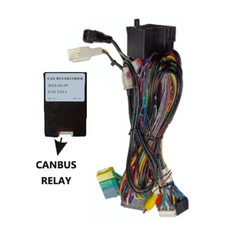 CANBUS wiring harness for Tata Tiago with power coupler plug and play OEM info retention system providing stable connection and full vehicle feature support