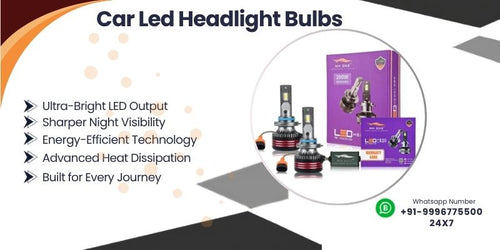 Collection of bright white LED headlight bulbs for cars displayed on white background