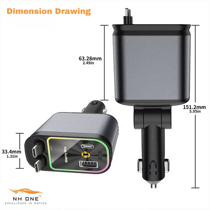 NH ONE 4-in-1 Fast Car Charger, 100W Max Output with Starlight Projector