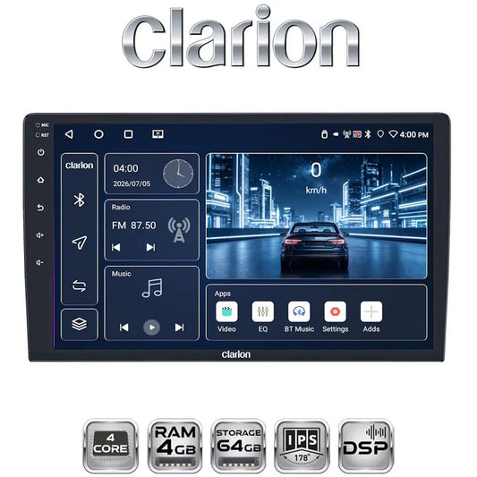 Clarion GL-300 Android Car Stereo | 9 Inch IPS Display | 4GB RAM 64GB Storage | 32 Band DSP | Bluetooth 5 | WiFi | 2 Year Warranty