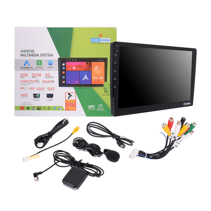 UNO Minda | 10-Inch Android Multimedia Player | 2GB RAM, 32GB ROM | Wireless Apple CarPlay & Android Auto | Universal Fit