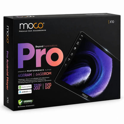 MOCO X10 Android Stereo | 4GB RAM + 64GB Storage | Wireless Apple CarPlay & Android Auto | DSP | 360° Camera Support