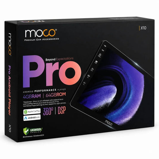 MOCO X10 Android Stereo | 4GB RAM + 64GB Storage | Wireless Apple CarPlay & Android Auto | DSP | 360° Camera Support