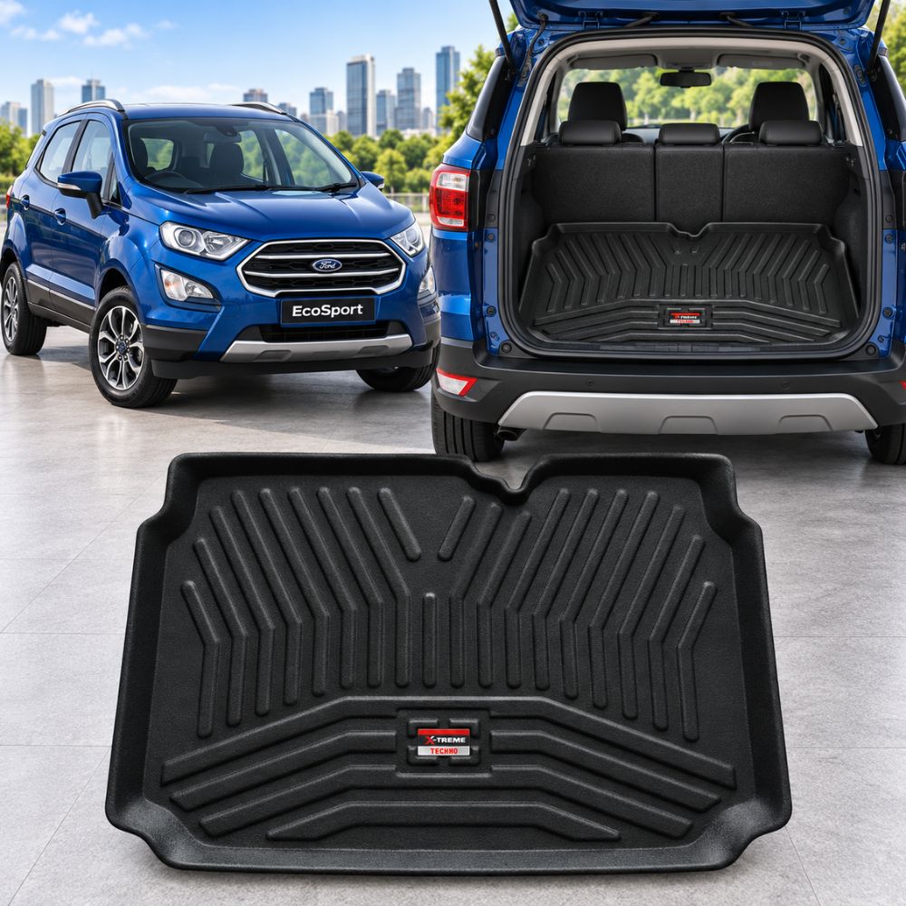 Techo X-treme Custom Fit TPE Trunk Mat for Ford EcoSport | Tray Design | Raised Edges | Waterproof | All-Weather Boot Protection
