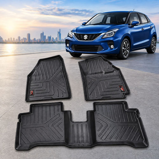 GFX Life Long Custom Fit TPV Car Floor Mat for Maruti Suzuki Baleno 1st Gen 2015 to 2022 and Baleno 2nd Gen 2022 Onwards | Waterproof | Anti-Skid | All-Weather | Made in India

