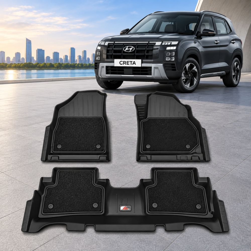 GFX Pro Full Coverage Floor Mats for Hyundai Creta 2024 Onwards | Waterproof | Anti-Slip | All-Weather | Automatic and Manual
