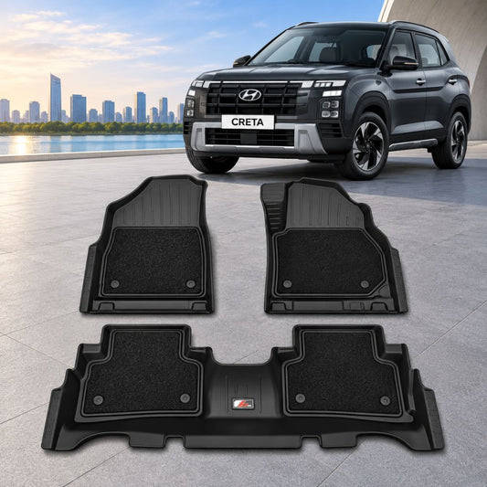 GFX Pro Full Coverage Floor Mats for Hyundai Creta 2024 Onwards | Waterproof | Anti-Slip | All-Weather | Automatic and Manual
