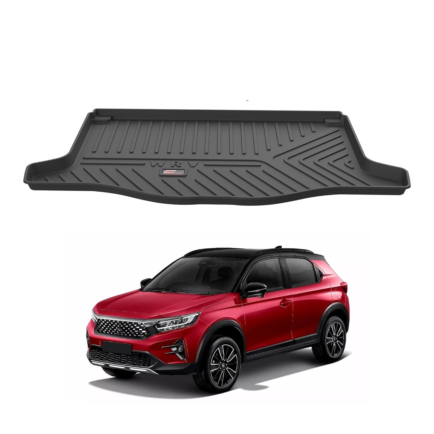 GFX premium black custom-fit trunk boot mat for Honda WR-V 2017+ and Honda Jazz 2015+ models, waterproof and anti-slip dicky protection.