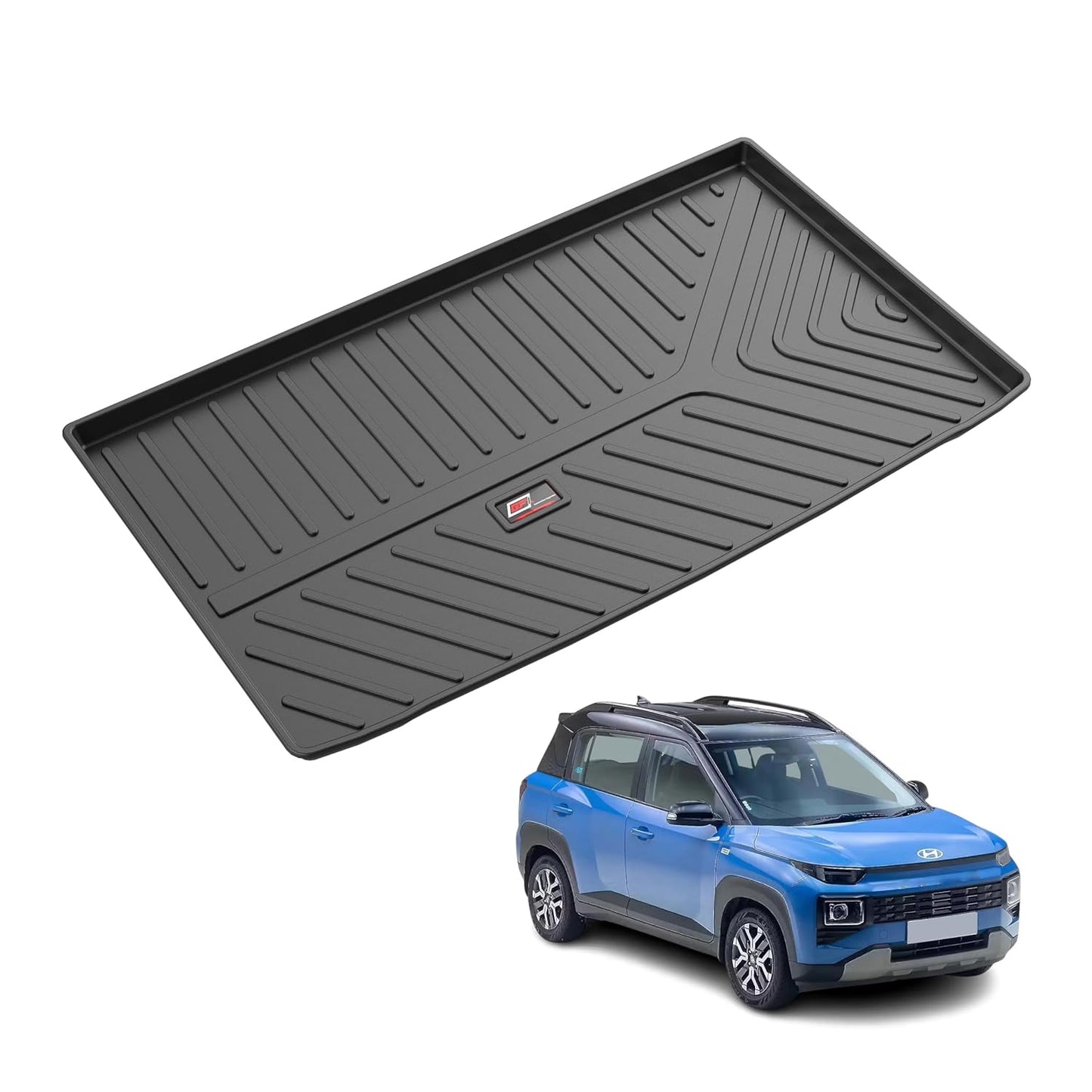 GFX premium black custom-fit trunk boot mat for Hyundai Exter 2023 onwards, waterproof and anti-slip dicky protection.