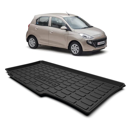 GFX premium black custom-fit trunk boot mat for Hyundai Santro 2018-2021 model, durable all-weather dicky protection.