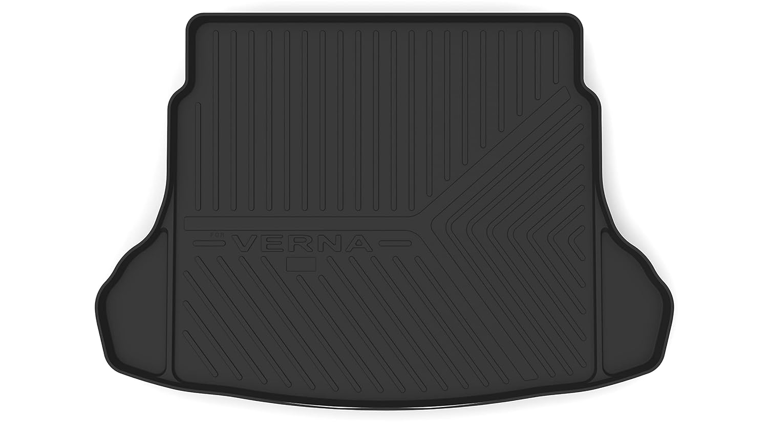 GFX premium black custom-fit trunk boot mat for Hyundai Verna 2020 model, high-quality dicky protection accessory.