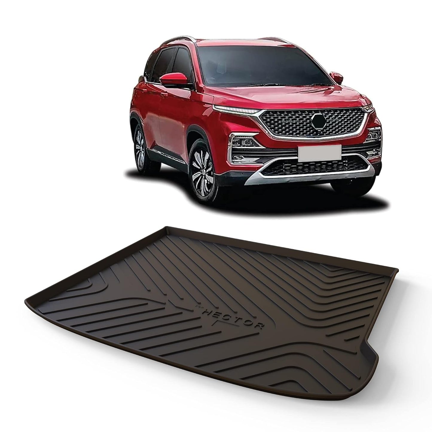 GFX premium black custom-fit trunk boot mat for MG Hector 2019-2021 models, durable all-weather dicky protection.