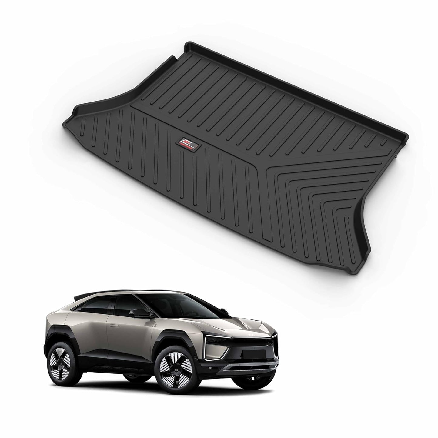 GFX premium black custom-fit trunk boot mat for Mahindra BE 6 electric SUV 2024 onwards, waterproof and anti-slip dicky protection.