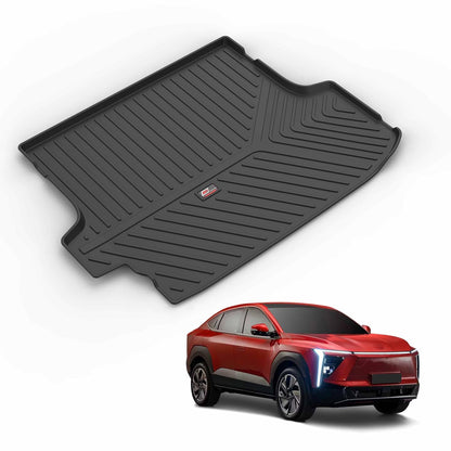 GFX premium black custom-fit trunk boot mat for Mahindra XEV 9e electric luxury SUV 2024 onwards, waterproof and anti-slip dicky protection.