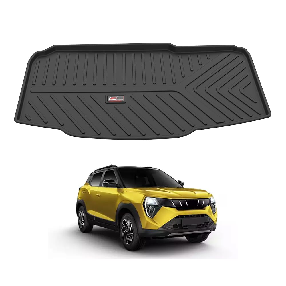 GFX premium black custom-fit trunk boot mat for Mahindra XUV 3XO 2024 onwards, waterproof and anti-slip dicky protection.