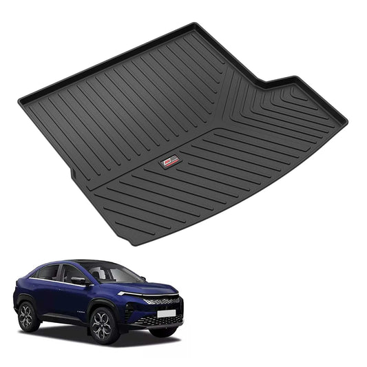 GFX premium black custom-fit trunk boot mat for Tata Curvv EV 2024 onwards, waterproof and anti-slip dicky protection.